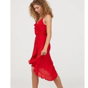 H&M Red Wrap Midi Dress